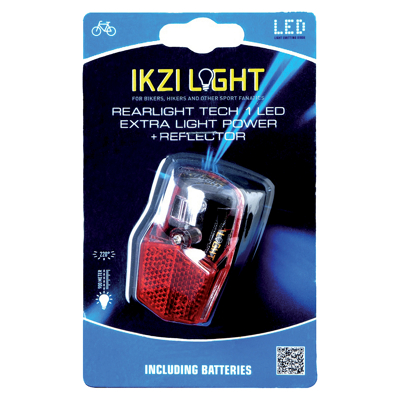 Afbeelding van IKZI Light 1 LED achterlamp/ reflector voor spatbord model: SJIEK BikeTotaal.nl Zwart