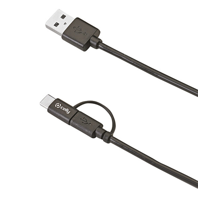 Afbeelding van Celly Datakabel Micro met USB C Adapter 1 Meter