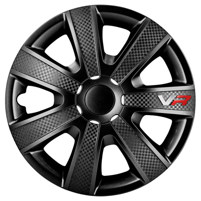 Afbeelding van AutoStyle 4 Delige Wieldoppenset VR 13 inch zwart/carbon look/logo