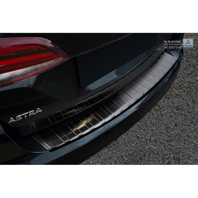 Afbeelding van Avisa Zwart RVS Achterbumperprotector passend voor Opel Astra K Sportstourer 2016 &#039;Ribs&#039;