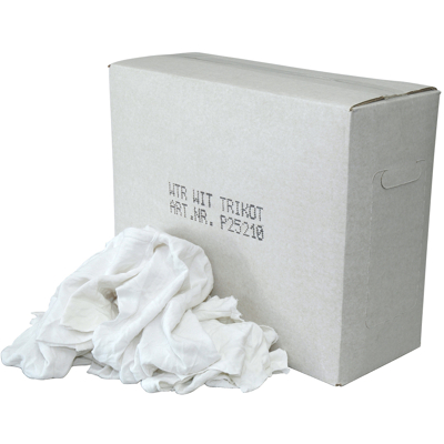 Afbeelding van Euro Products Witte Tricot Lappen met een gekleurd randje doos 10 kg