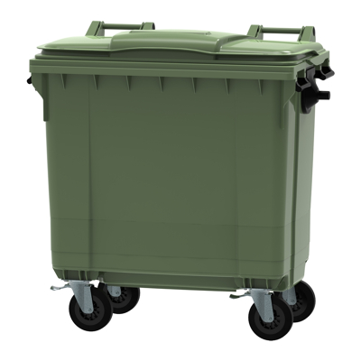 Afbeelding van Container met deksel en wielen 770 liter groen