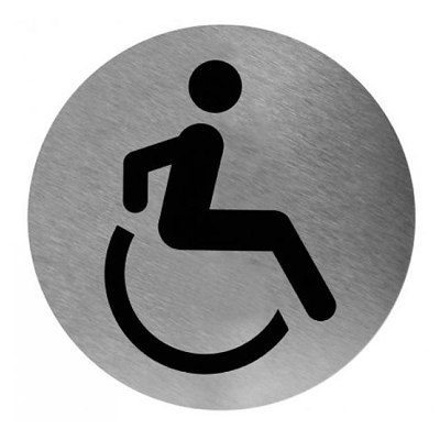 Afbeelding van Mediclinics pictogram invalide toilet zelfklevend rond PS0004CS RVS
