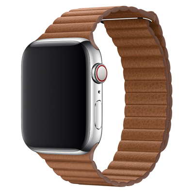 Abbildung von Apple Watch Armband Original Echtes Leder Braun Geeignet für Series 1 9 / SE Ultra (2)