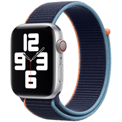Abbildung von Apple Watch Armband Original Stoff Blau Geeignet für Series 1 9 / SE Ultra (2)