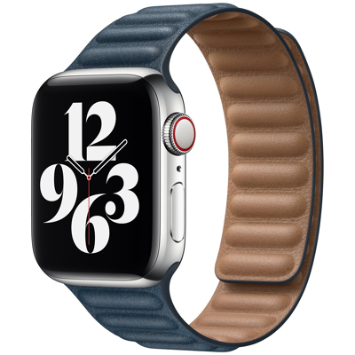Abbildung von Apple Watch Armband Original Echtes Leder Blau Geeignet für Series 1 9 / SE