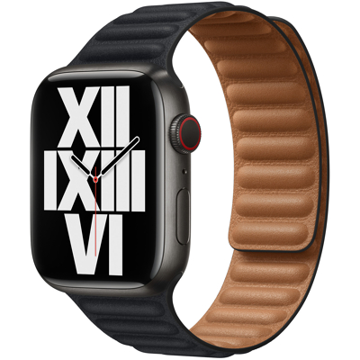 Abbildung von Apple Watch Armband Original Echtes Leder Schwarz Geeignet für Series 1 9 / SE Ultra (2)