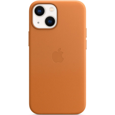 Abbildung von Apple iPhone 13 Mini Hülle MagSafe Echtleder Original Hard Case/Backcover Handyhülle Braun