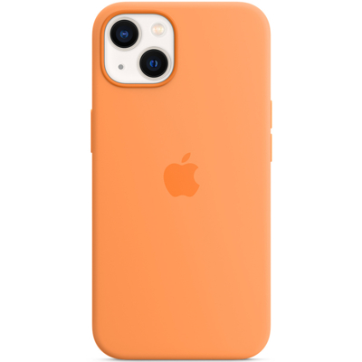 Abbildung von Apple iPhone 13 Mini Hülle MagSafe Silikon Original Soft Case/Backcover Handyhülle Orange