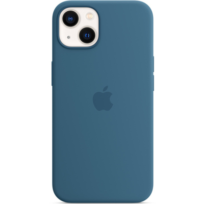 Abbildung von Apple iPhone 13 Hülle MagSafe Silikon Original Soft Case/Backcover Handyhülle Blau