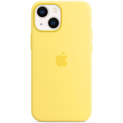 Abbildung von Apple iPhone 13 Mini Hülle MagSafe Silikon Original Soft Case/Backcover Handyhülle Gelb