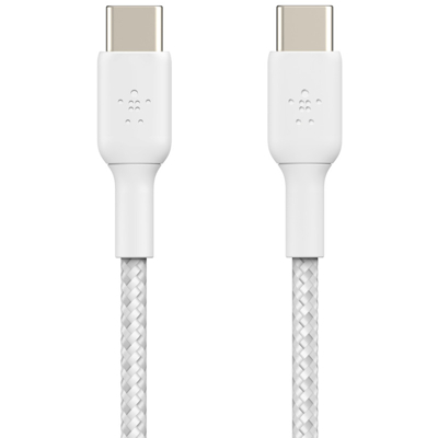 Abbildung von USB C auf Kabel Braided von Belkin Weiß Stoff