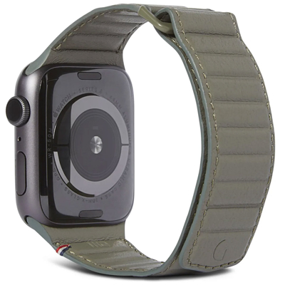 Abbildung von Decoded Apple Watch Armband Echtes Leder Grün Geeignet für Series 1 9 / SE