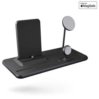 Abbildung von Zens 5 in 1 MagSafe Kabelloses Ladegerät 15 W mit Ständer und Watch Stand iPad Dockingstation Schwarz