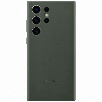 Abbildung von Samsung Galaxy S23 Ultra Hülle Echtleder Hard Case/Backcover Handyhülle Grün
