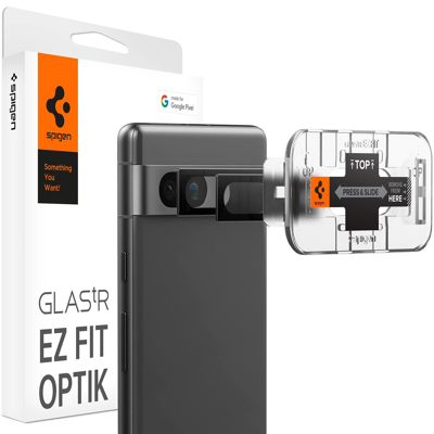Abbildung von Spigen Gehärtetes Glass Displayschutzfolie mit Montageframe Camera Google Pixel 7A 2 Pack