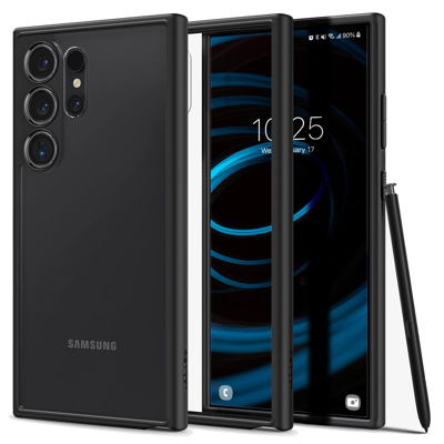 Abbildung von Samsung Galaxy S24 Ultra Hülle Kunststoff Spigen Hard Case/Backcover Handyhülle Schwarz Shockproof/Stoßfest