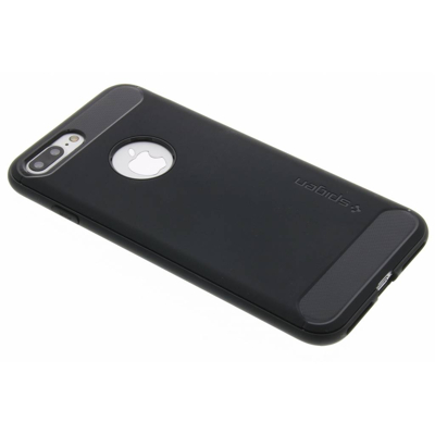 Abbildung von Apple iPhone 8 Plus Hülle Silikon Spigen Soft Case/Backcover Handyhülle Schwarz Shockproof/Stoßfest