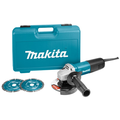 Afbeelding van Makita 9558HNRGK2 230 V Haakse slijper 125 mm accessoire set, in koffer, met vastzetschakelaar