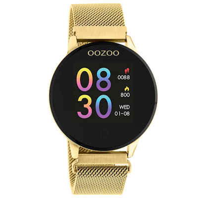 Afbeelding van OOZOO Smartwatch Q00121 Mesh staal goudkleurig zwart 43 mm