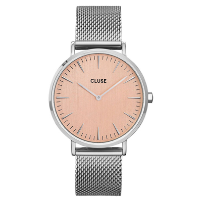 Afbeelding van CLUSE CW0101201026 Horloge LA Boheme Mesh zilver en rosekleurig 38 mm