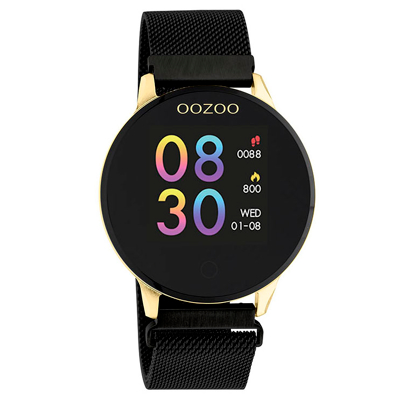 Afbeelding van OOZOO Smartwatch Q00122 Mesh staal goudkleurig zwart 43 mm