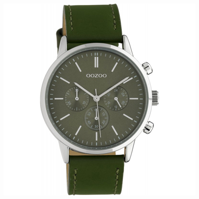 Afbeelding van OOZOO C10596 Horloge Timepieces staal/leder olive 40 mm