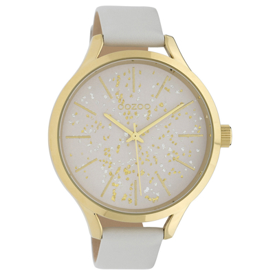 Afbeelding van OOZOO C10085 Horloge Timepieces Collection staal/leder goudkleurig wit 44 mm