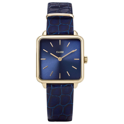Afbeelding van CLUSE CW0101207028 Horloge La Tetragone Gold Blue Alligator