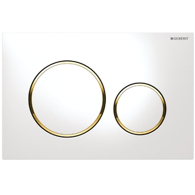 Afbeelding van Geberit bedieningsplaat Sigma20 wit vergulde ringen