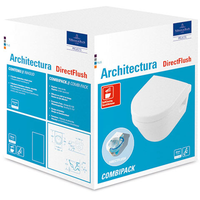 Afbeelding van V&amp;B Architectura combi pack wandcloset compact DF QR SC wit