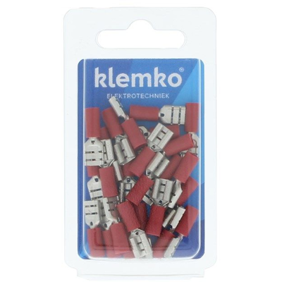 Afbeelding van Klemko geïsol. kabelschoen rood vlakstekerhuls 6.3x0.8 mm 25 stuks