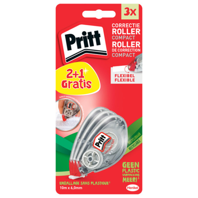 Afbeelding van Pritt correctieroller Compact Flex 6 mm x 10 m, blister 2 + 1 gratis