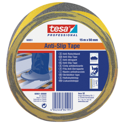 Afbeelding van Tesa antislip tape Tesaband 60951 geel/zwart 50mmx15mtr