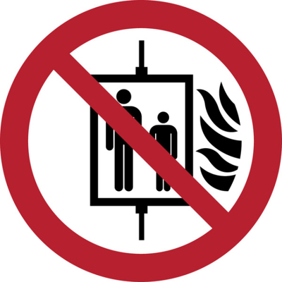 Afbeelding van Pictogram Tarifold in geval van brand verboden om de lift te gebruiken ø200mm