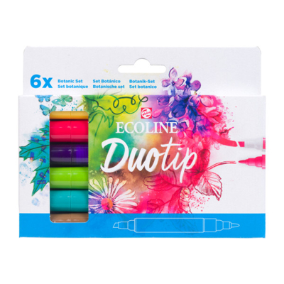 Afbeelding van Duotip marker Ecoline botanisch set 6 kleuren