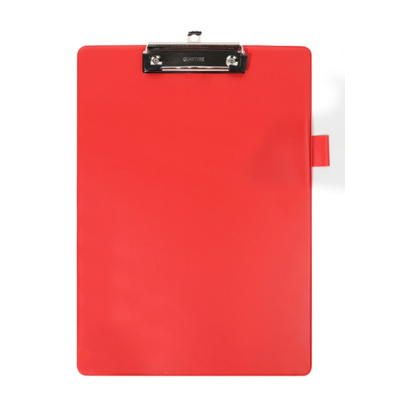 Afbeelding van Klembord Quantore A4 staand PVC rood met 100mm klem + penlus