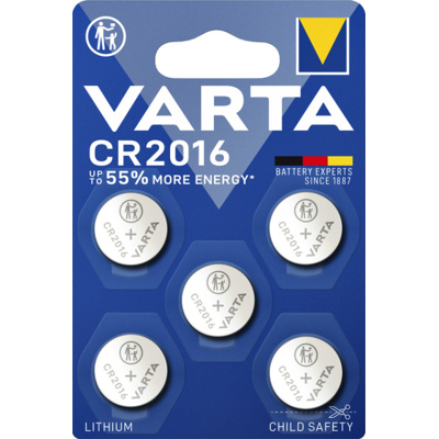 Afbeelding van Batterij Varta knoopcel CR2016 lithium blister à 5stuk