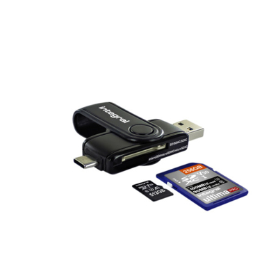 Afbeelding van Integral SD / Micro USB 3.0 &amp; C geheugenkaartlezer kaartlezer