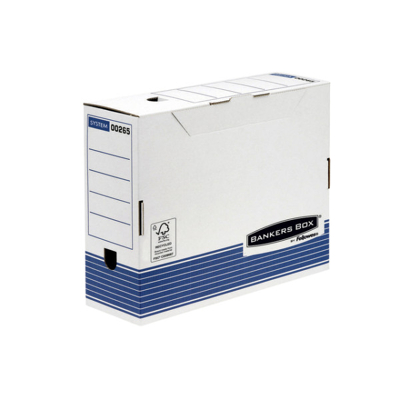 Afbeelding van Archiefdoos Bankers Box System A4 100mm wit blauw
