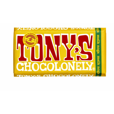 Afbeelding van Chocolade Tony&#039;s Chocolonely melk noga reep 180gr