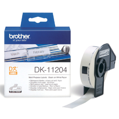 Afbeelding van Brother DK 11204 Etiket Zwart op wit (17 mm x 54 mm)