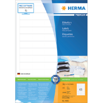 Afbeelding van Etiket HERMA 4606 38.1x21.2mm premium wit 13000stuks