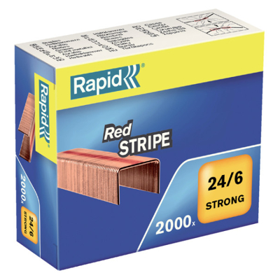 Afbeelding van Nieten Rapid 24/6 verkoperd red stripe 2000 stuks