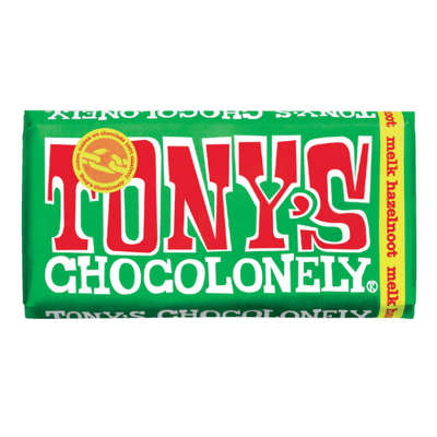 Afbeelding van Chocolade Tony&#039;s Chocolonely melk hazelnoot reep 180gr
