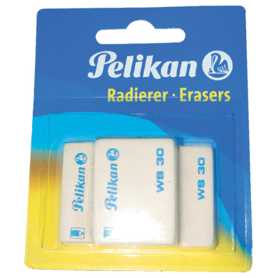 Afbeelding van Gum Pelikan WS30 37x30x9mm potlood zacht blister à 3 stuks wit