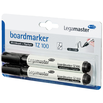 Afbeelding van Viltstift Legamaster TZ100 whiteboard rond zwart 1.5 3mm 2st