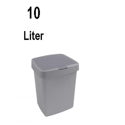 Afbeelding van SUNWARE Delta vuilnisbak met klep deksel bevestigingsring 10 L 25 x 22 32,5 cm grijs