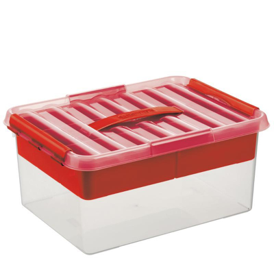 Afbeelding van SUNWARE Q Line Multi Box + 1 Tray 15 Liter 40 x 30 18 cm transparant/red