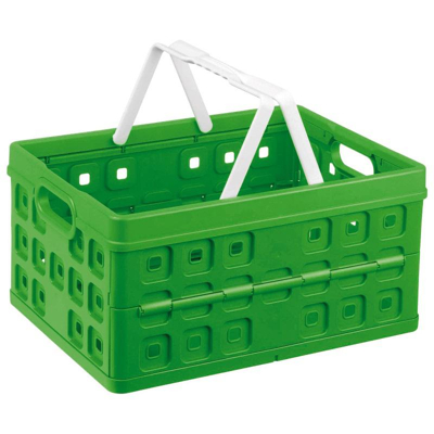 Abbildung von SUNWARE Square Klappbox 32 Liter mit Griff 490x360x250mm grün/weiß